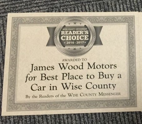 2016 Wise County Messenger Reader's Choice Best Place to Buy a Car